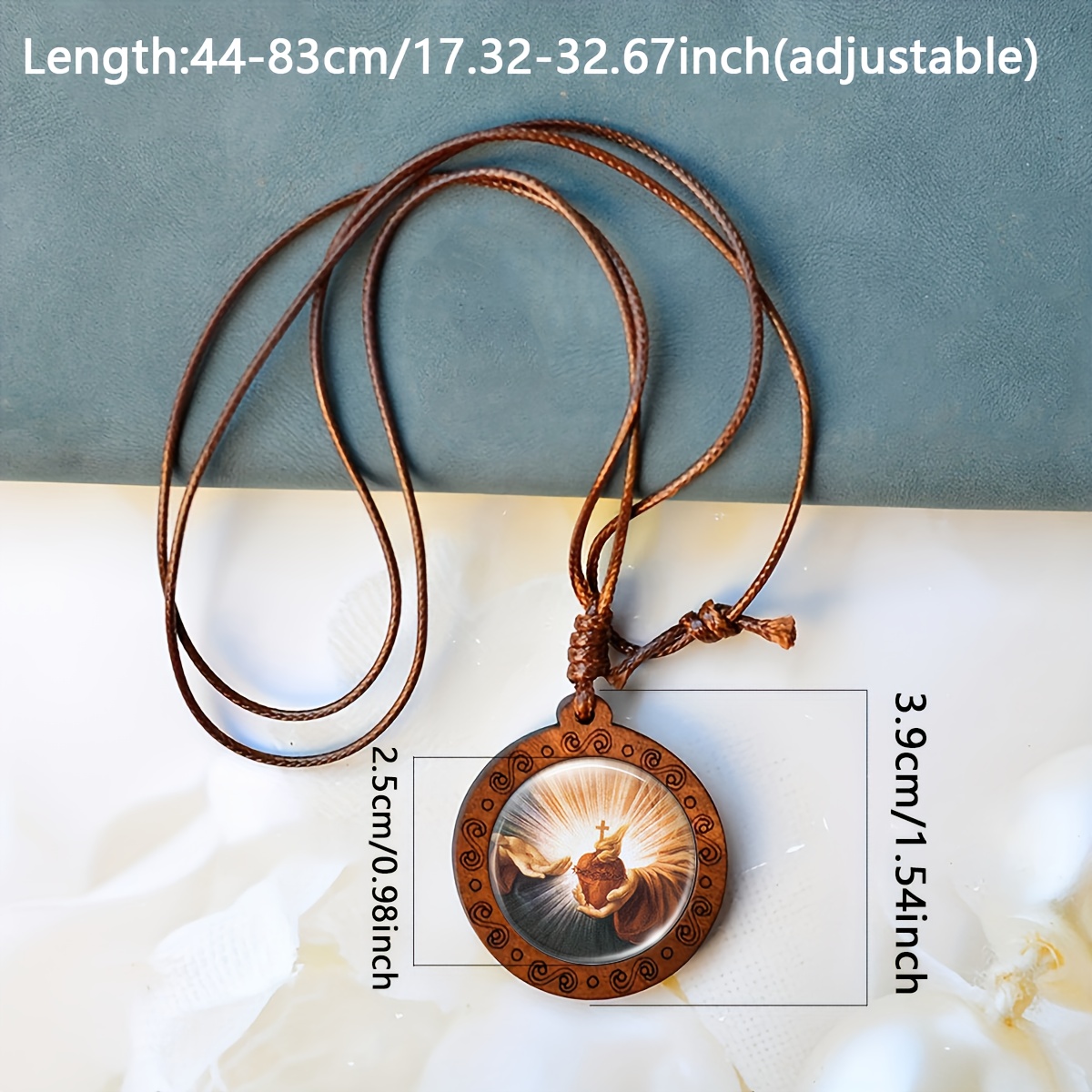 Handcrafted Round Badge Wooden Pendant Necklace